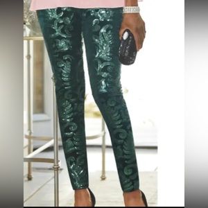 Ashro  green sequin and velvet pants